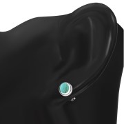Turquoise Oval Stud Silver Earrings - e368
